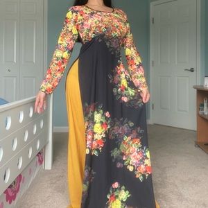 ✨Vietnamese Ao Dai Dress Floral Formal Gown